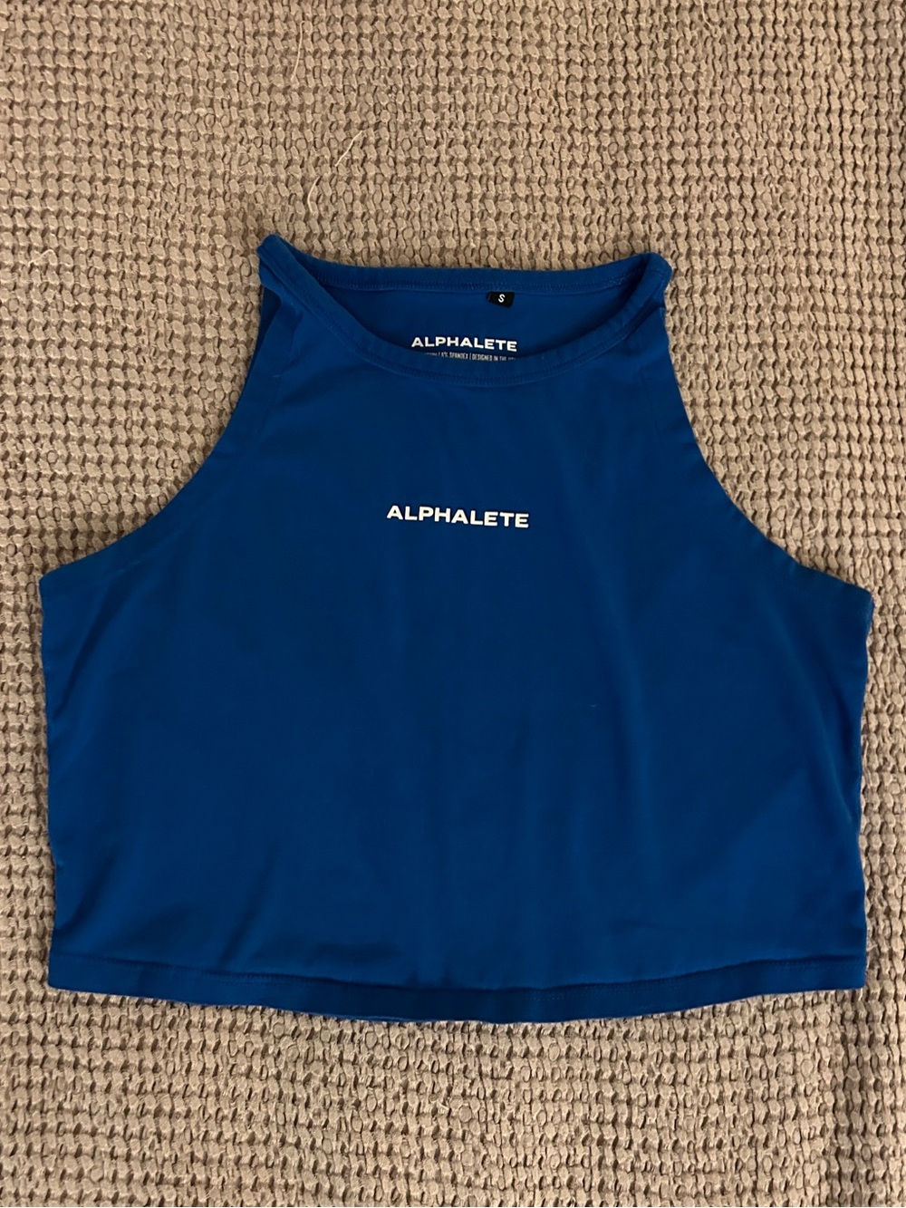 Alphalete Royal Blue High Neck Cropped Tank Top